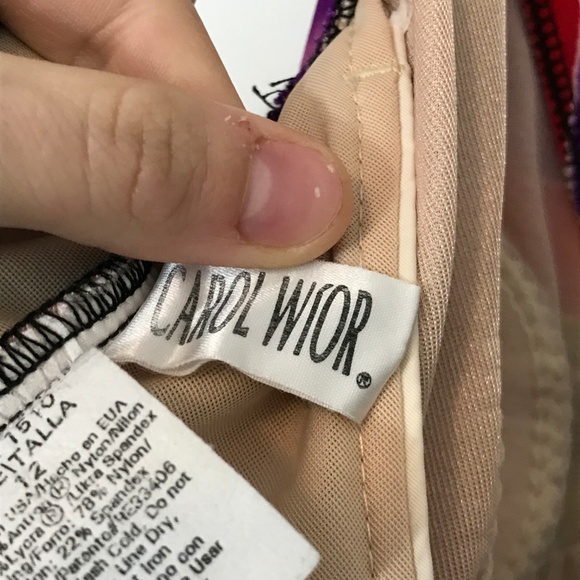 VTG 80s Floral High Cut Swimsuit Tie Front L 12 - Picture 7 of 7